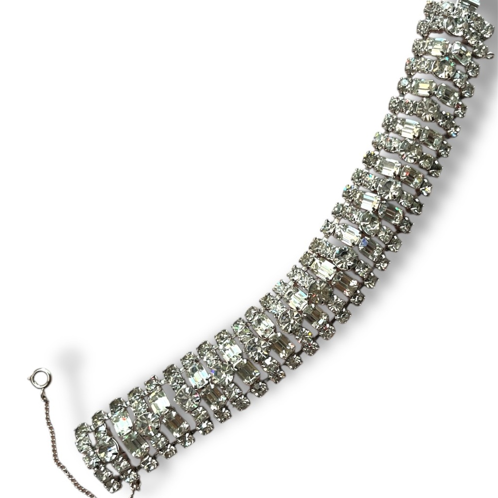 Elegant Kramer of NY Silver Rhinestone Bracelet Vintage 1950s